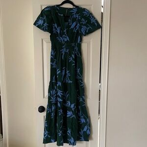Anthropologie Green and Blue Maxi Dress